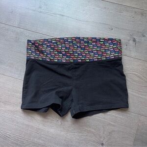 PINK Victoria's Secret Women's Black Shorts with Multicolor Waistband Small